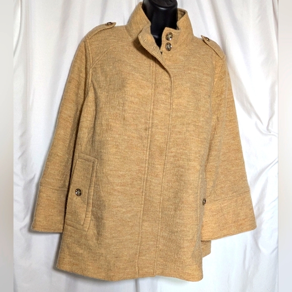 Chico s Boiled Wool Tan/linen Jacket/Blazer,‎ Winter/Spring, Zip up, | Sz 2 (L) - Picture 2 of 10